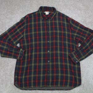 Carbon 2 Cobalt Flannel Shirt Mens Large Red/Blue/Yellow Plaid Cotton L/S Button